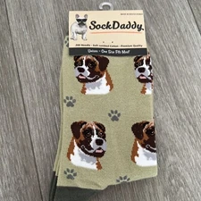 Dog Breed Socks Boxer Unisex Sock Daddy Combed Cotton Green Brown