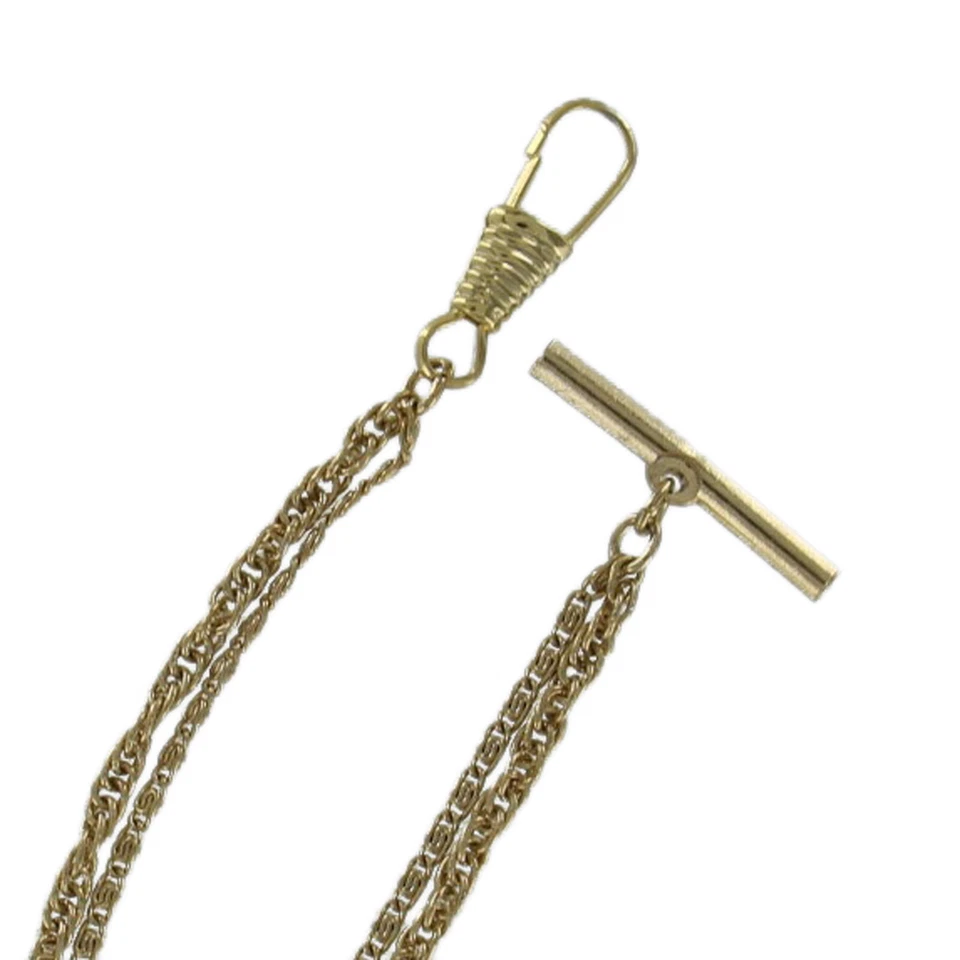 Cadena de reloj de cuerda con clip de bolsillo doble tono dorado hecho en EE. UU. 7" Foto 2 de 4