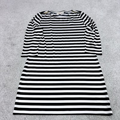Michael Kors Dress Black White Striped Long Sleeve Women's Size