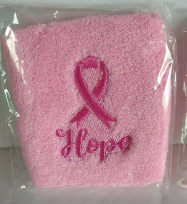 Hope Awareness Ribbon Workout Wristband Pink Embroidered (1) | eBay