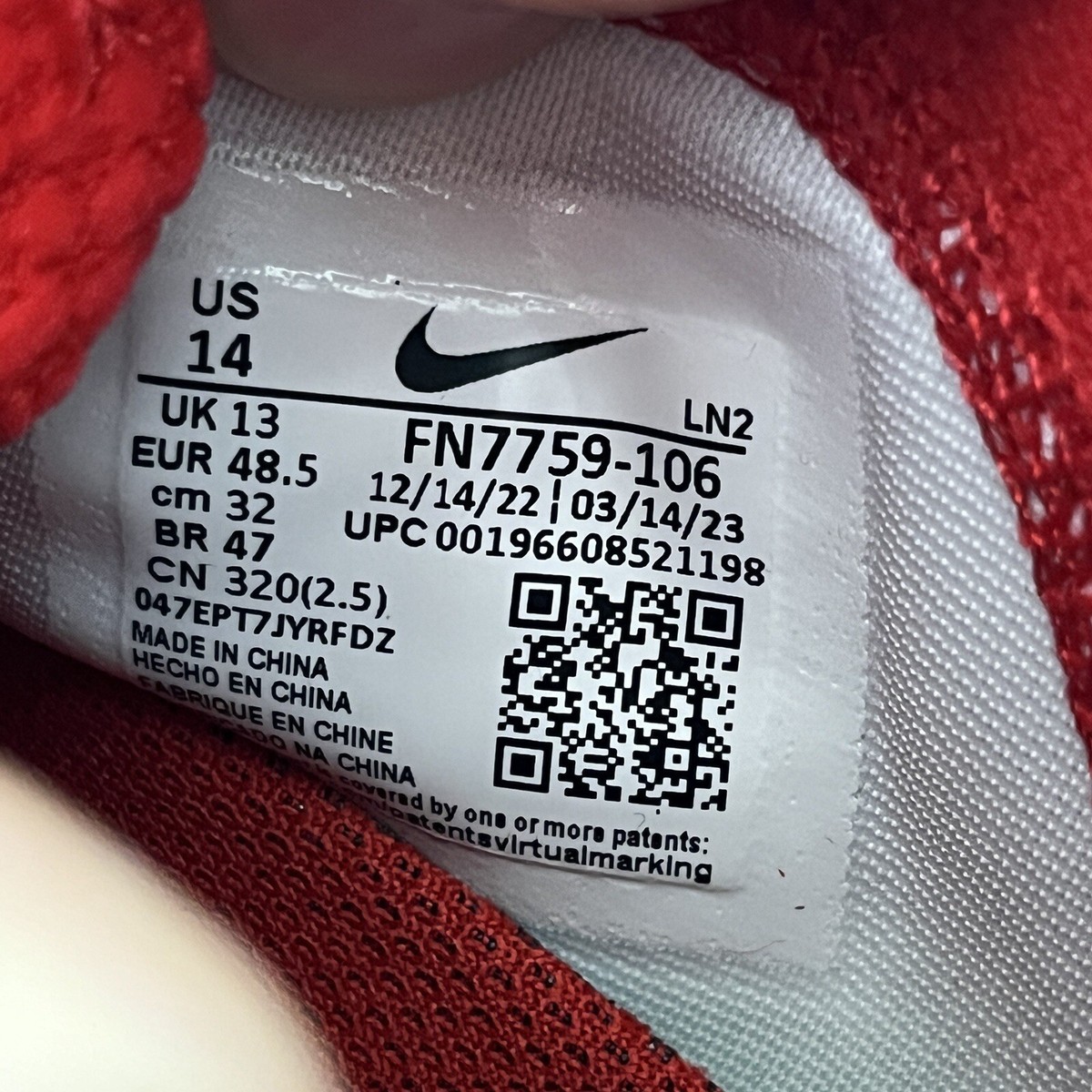 ✅ Nike Vapor Edge Pro 360 2‎ TB Promo Men Size 14 White Red FB Cleats FN7759-106 Nike Vapor Edge Pro 360 2 University Red / White - Mar 2024  main image 2