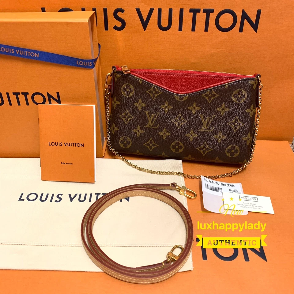 ❤️NUEVO BOLSO BANDOLERA LOUIS VUITTON Pallas Clutch Cadena Monograma Rojo JUEGO DE REGALO RARO Foto 3 de 4