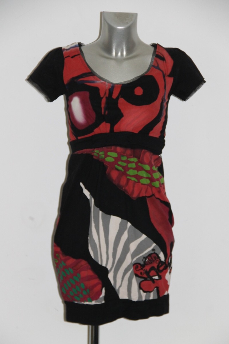 Robe Desigual Colorée Taille M - Motifs Variés - Polyester - Manches Courtes - Genou