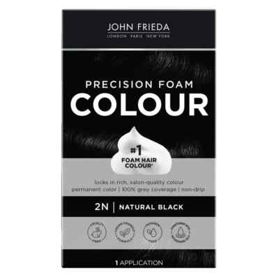 John Frieda Black Hair Color Foam Kit, 2N Natural Black Hair Dye FREE SHIPPING