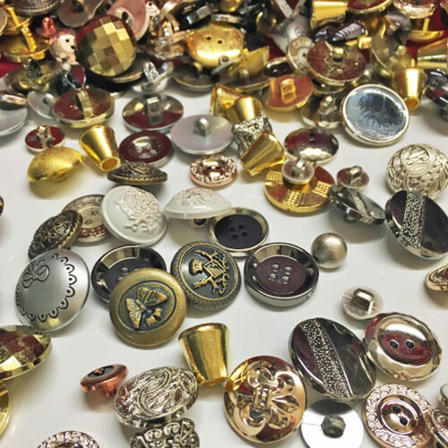  Lot d'emplois boutons effet métal couture tricot tige bouton plat perles artisanat    - Photo 1 sur 6