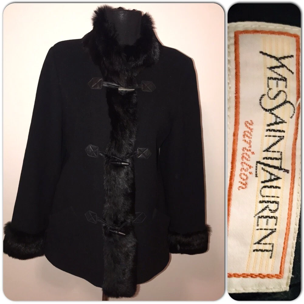 80s Vintage Yves Saint Laurent Leather Coat Women's