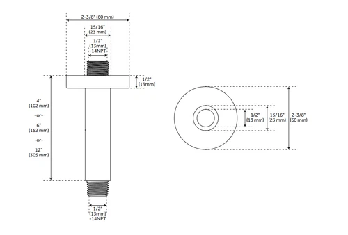 Mirabelle MIRRSC40BN 4" Ceiling Mount Shower Arm & Wall Flange - Brushed Nickel - Picture 3 of 3