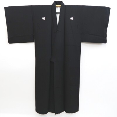 9975C2 Silk Vintage Japanese Kimono Men's Kimono Montsuki Habutae