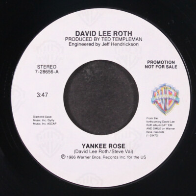 DAVID LEE ROTH: yankee rose WB 7'' Single 45 RPM