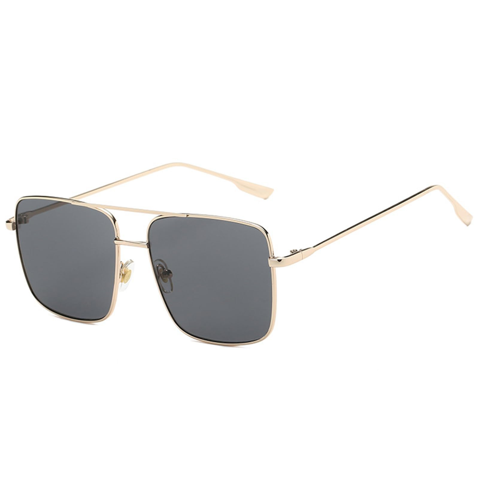 Trendy Oversized Square Sunglasses for Women & Men with Double Bridge Metal Frame