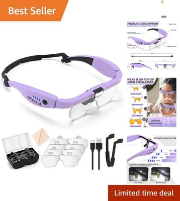 Lighted Head Magnifier 1.5X to 5X with 4 Lenses - Perfect for Hobbies & Crafts