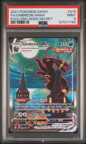 2021 POKEMON SWORD & SHIELD EVOLVING SKIES SECRET FULL ART/UMBREON VMAX PSA 9