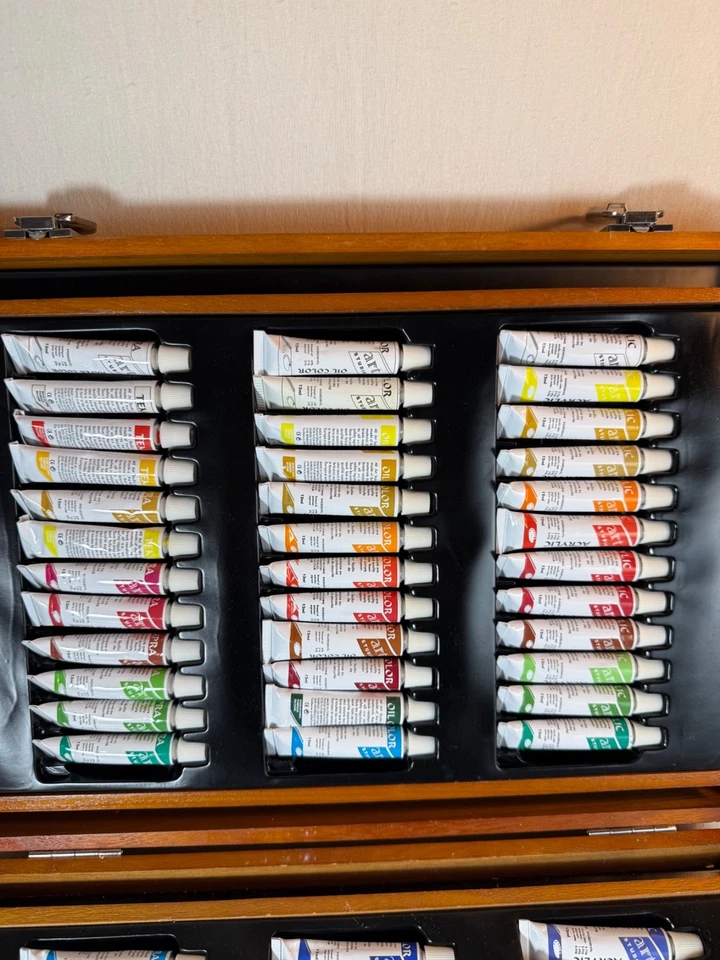 Battat Art Studio 2-tier Wood Case Assorted PAINT SET 72 TUBES UNUSED SCUFFS - Image 4 of 4