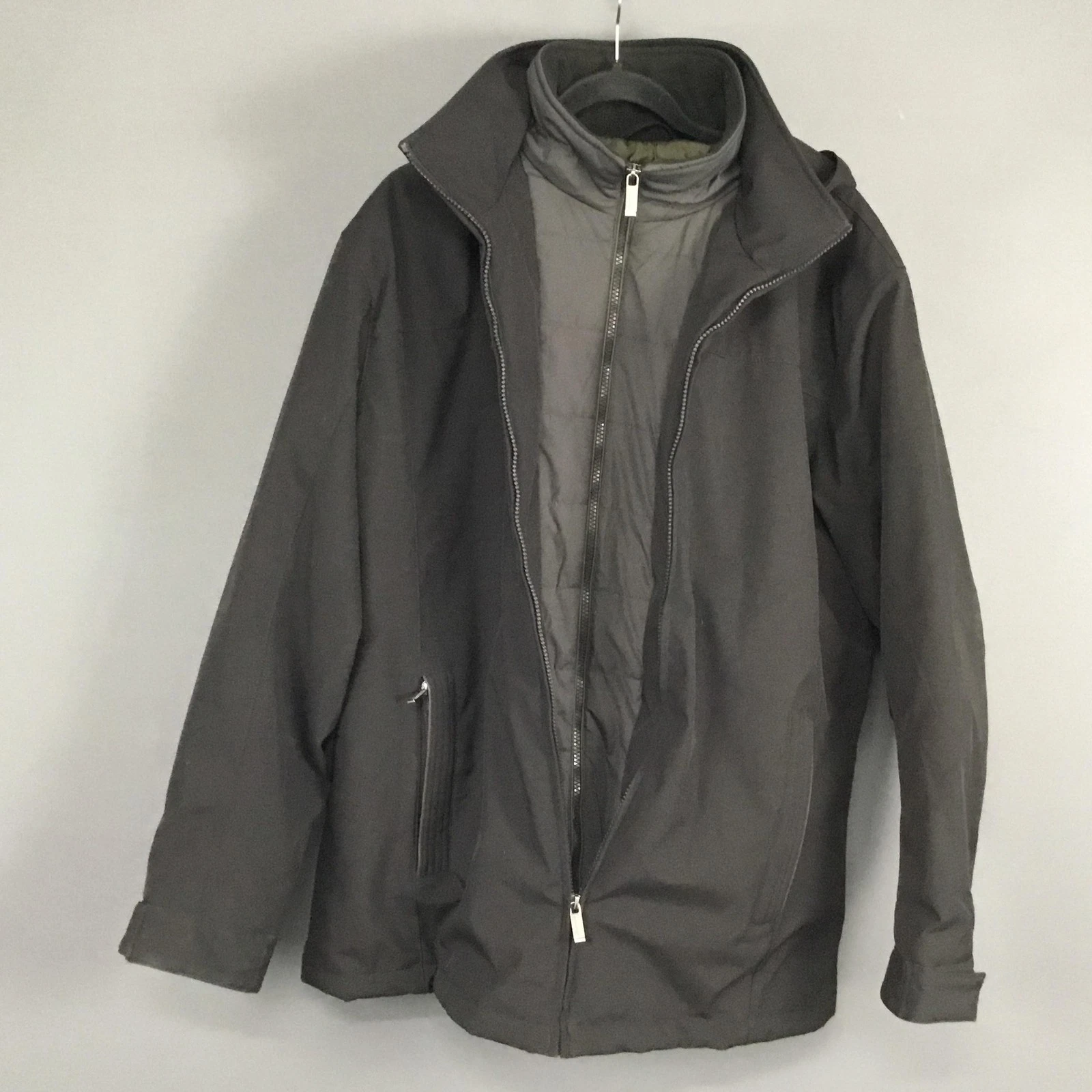 Weatherproof Jacket Mens L Black 3-in-1 Hooded Zip Up Winter Coat Outdoor