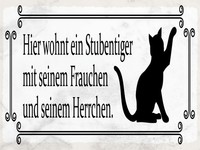 Blechschild 30X40 Cm Katze Hier Wohnt Ein Stubentiger Deko Deko Geschenk Schild
