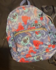Stitch Lilo Stitch Floral Kids Backpack Small Polyester Blue Purple Red