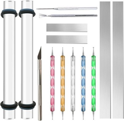 14 Polymer Clay Tools Acrylic Roller Rolling Pin with Thickness 14 Pcs