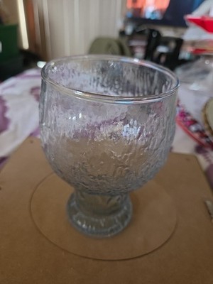 Indiana Glass Water Goblet Glacier Bark Texture 16oz 5.5  Unique Rare B76