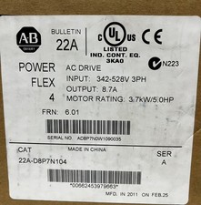 Allen-Bradley powerfex 4 AC DRIVE INPUT: 342-528V 3PH OUTPUT: 8.7A MOTOR RATING: