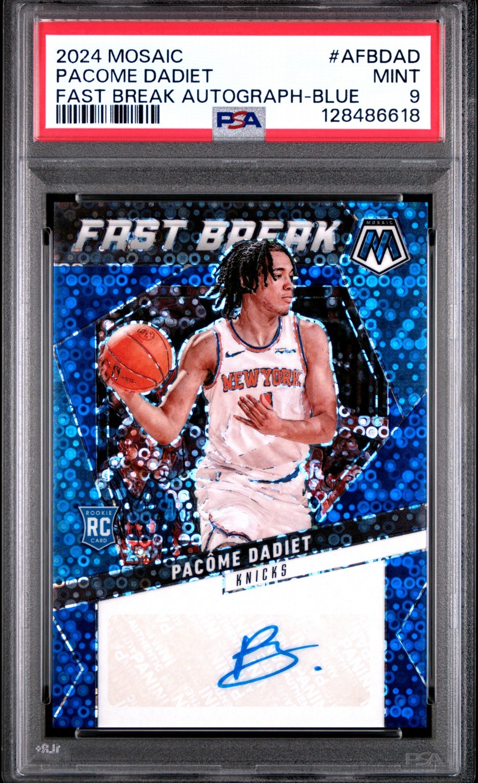 2024-25 Mosaic- Pacome Dadiet #AFB-DAD Fast Break Auto Blue 20/25 PSA9