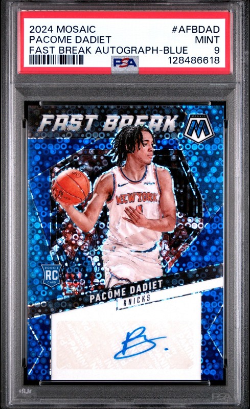 2024-25 Mosaic- Pacome Dadiet #AFB-DAD Fast Break Auto Blue 20/25 PSA9