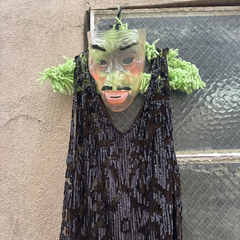 Antique 1920s Brown Sequin on Net Dress Open Sides Maxi Dress Deco Vintage - Image 2 of 4