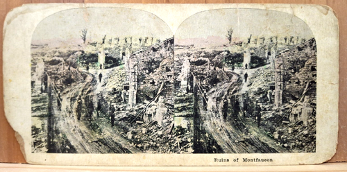 Antique Lot Of 3 Stereoscope WW1 Depicting French Ruins - Afbeelding 2 van 5