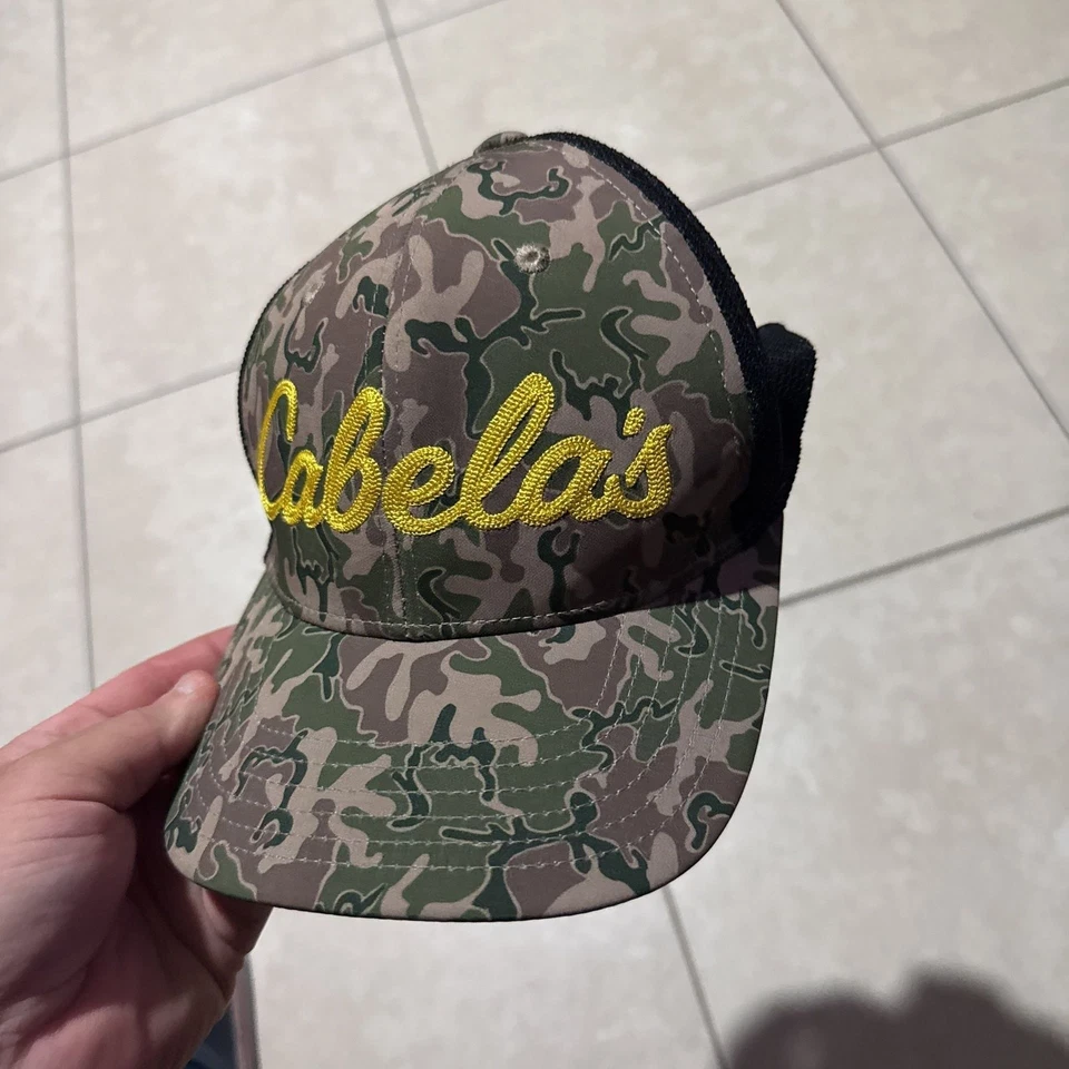 Cabela's Camo Trucker Hat with Yellow Embroidered Logo - Image 4 of 4