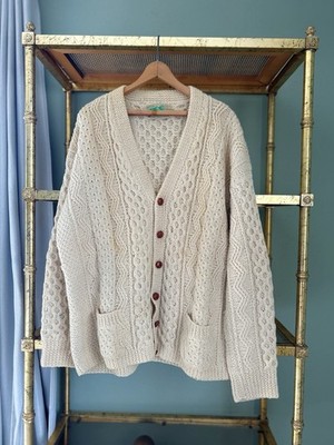 Barnas Mor Sweater 50s Irish Wool Aran Knit Vintage Fisherman READ