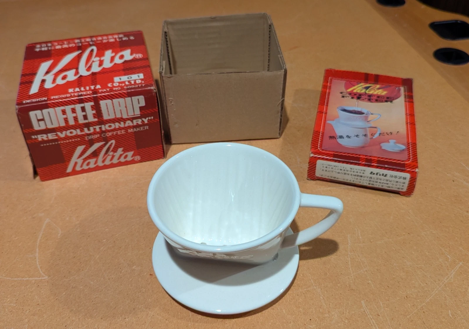 Vintage 1980s NEW NOS Kalita Japan 101 Ceramic Dripper Coffee Maker & 40 Filters