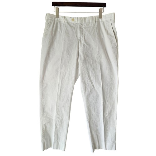 Pal Zileri, Pal Zileri Men's White Textured Flat Front Trousers Italian Luxury Pants W35 L38