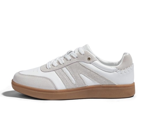 LUCKY STEP Women Classic Retro Gum Sole Fashion Sneakers Genuine Leather Trainer