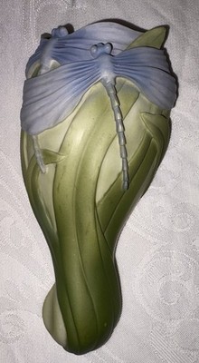 Ibis And Orchid Design Dragonfly Bonded Marble Wall Pocket Vase EUC-Retired