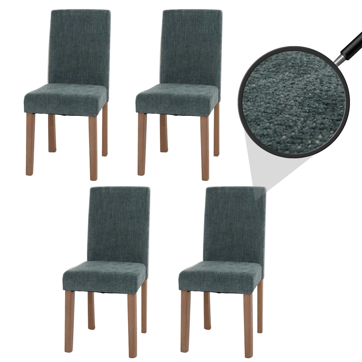 B-Ware 4er-Set Esszimmerstuhl Littau, Chenille, grün, naturfarbene Beine