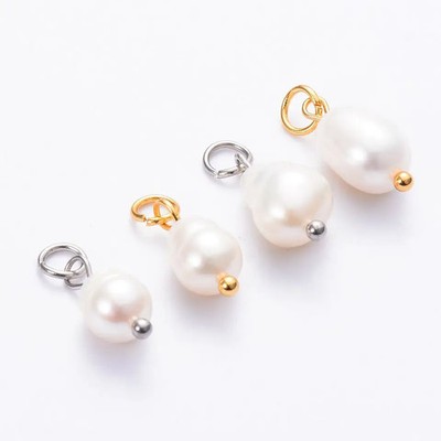 Irregular Pearl Pendant Jewelry Making Stainless Steel DIY Findings 10PCS