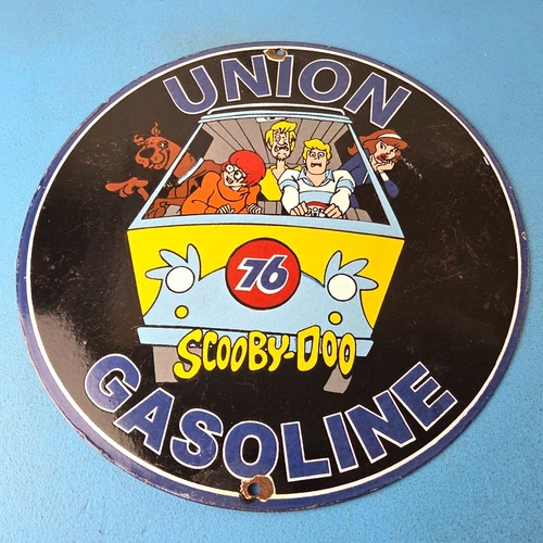 Vintage Union 76 Gasoline Sign - Scooby Doo Service Station Porcelain Pump Sign