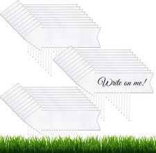 Queekay 30 Pack Blank Arrow Signs with Stakes 17 x 6 17x6 inches, White