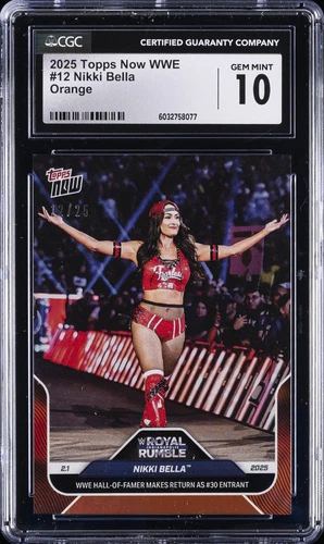 2025 TOPPS NOW WWE #12 NIKKI BELLA CGC 10 GEM MINT