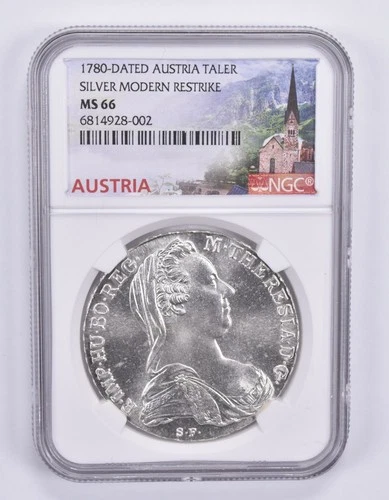 1780-Dated Austria Taler Silver Modern Restrike MS66 NGC *2303