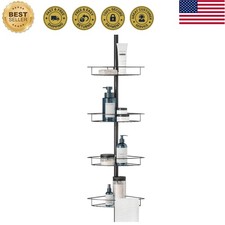Tension Pole Shower Caddy Corner Organizer, Adjustable Standing Shower Caddy ...