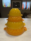 Vintage Pyrex Sunflower Daisy Yellow Orange Cinderella Bowls (Set of 4)