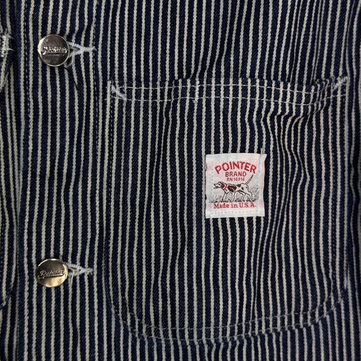 [ST]　Pointer brand ツナギ　Made in U.S.A Pointer Brand Jacket Mens Small Hickory Stripe Chore Coat Workwear