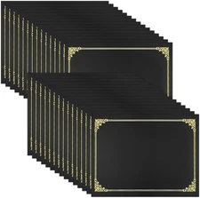 SUNEE Certificate Holders(Black, 30 Packs), Diploma Covers Gold Foil Border, for