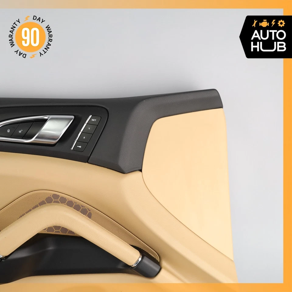 11-18 Porsche Cayenne 958 S Front Left Driver Side Interior Door Panel Beige OEM - Image 4 of 4