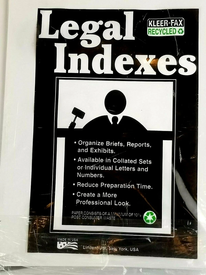 Kleer-Fax Legal Indexes 81170 8,5 x 11, 1-25 10 упаковок лот из 4 - Изображение 4 из 4