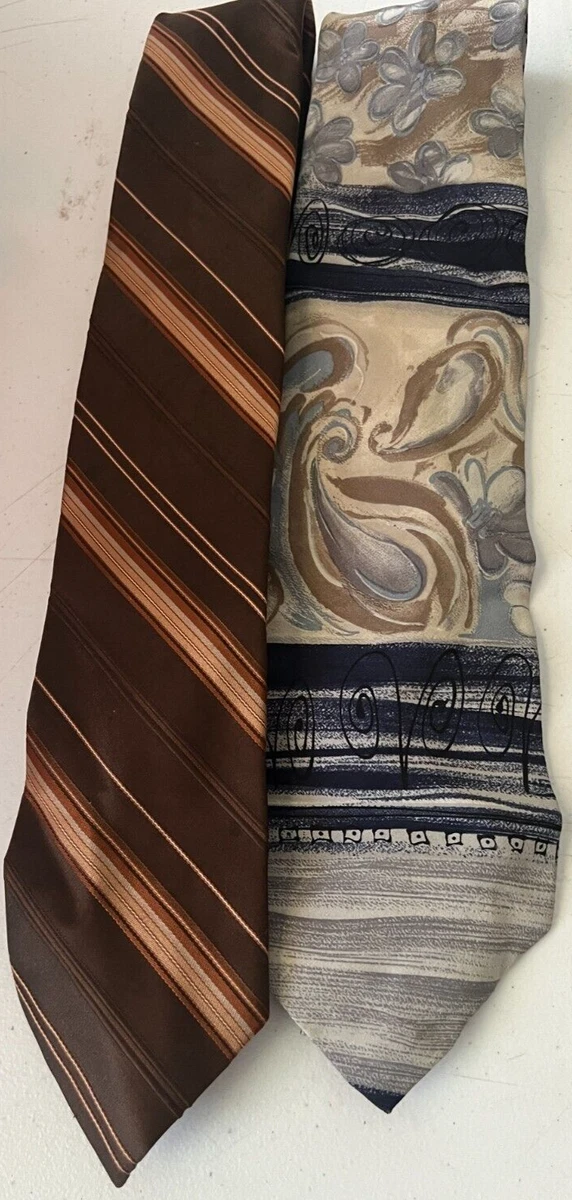 Cravate Homme Domani Uomo 100% Soie - Multicolore Motif Astrac - Courte Et Large - Occasion Excellente