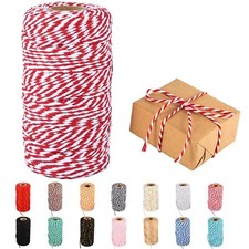Twine String,328 Feet Red White Cotton Twines Bakers String Rope Craft Making...
