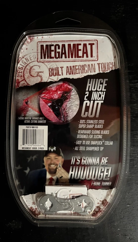 G5 Megameat 3 Pack Expandable Broadheads 100% steel 100 Grain New - Image 2 of 2