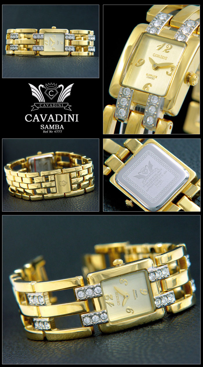 Montre Femme Cavadini CV-4777 Montre Bijou Dorée Avec Zirconia