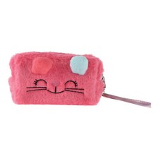 1 Pc Women Portable Cartoon Cat Makeup Bag for Travel Vacation Camping Rose Red